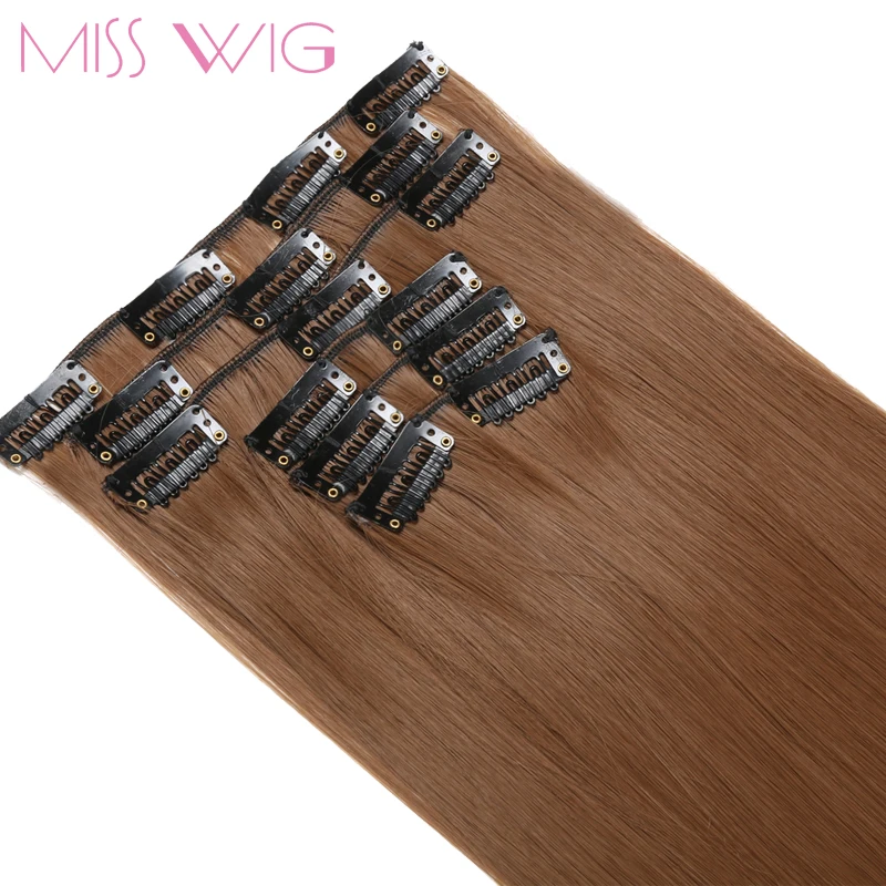 Накладные волосы MISS WIG 15 цветов 24 дюйма 16 клипс прямые синтетические для