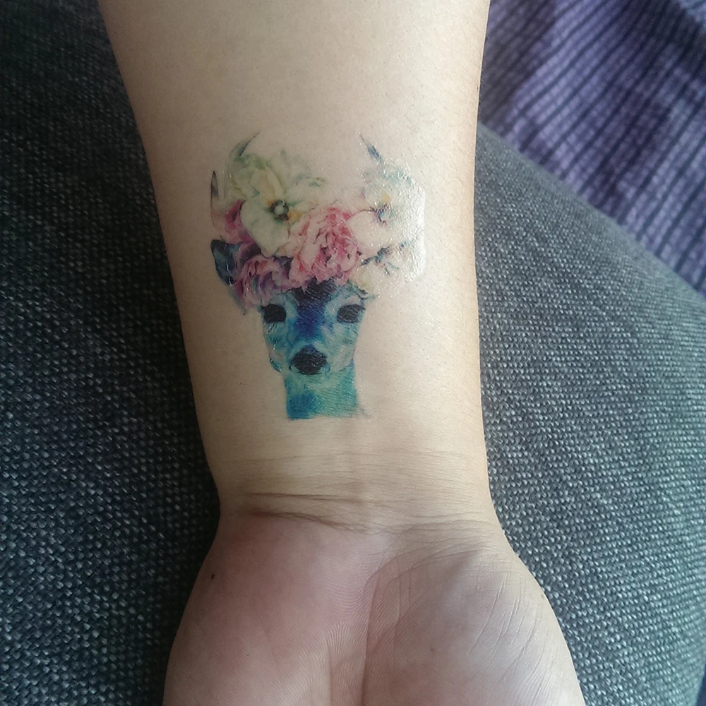 Фальшивая временная Переводные водяные татуировки Красочный цветок стикер