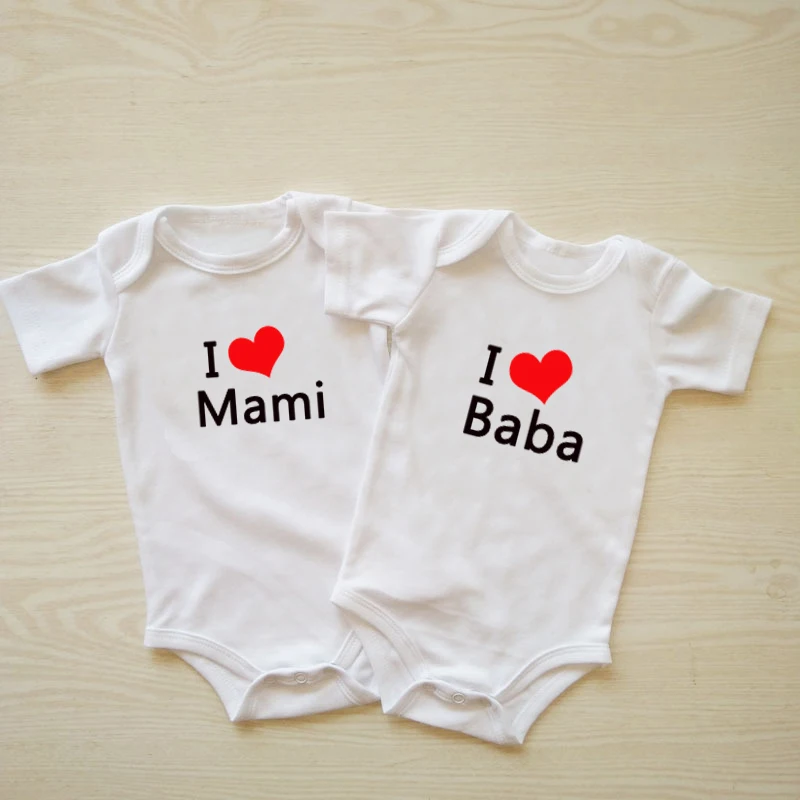 Детский летний комбинезон с забавным принтом I Love Baba Mami|Боди для малышек| |