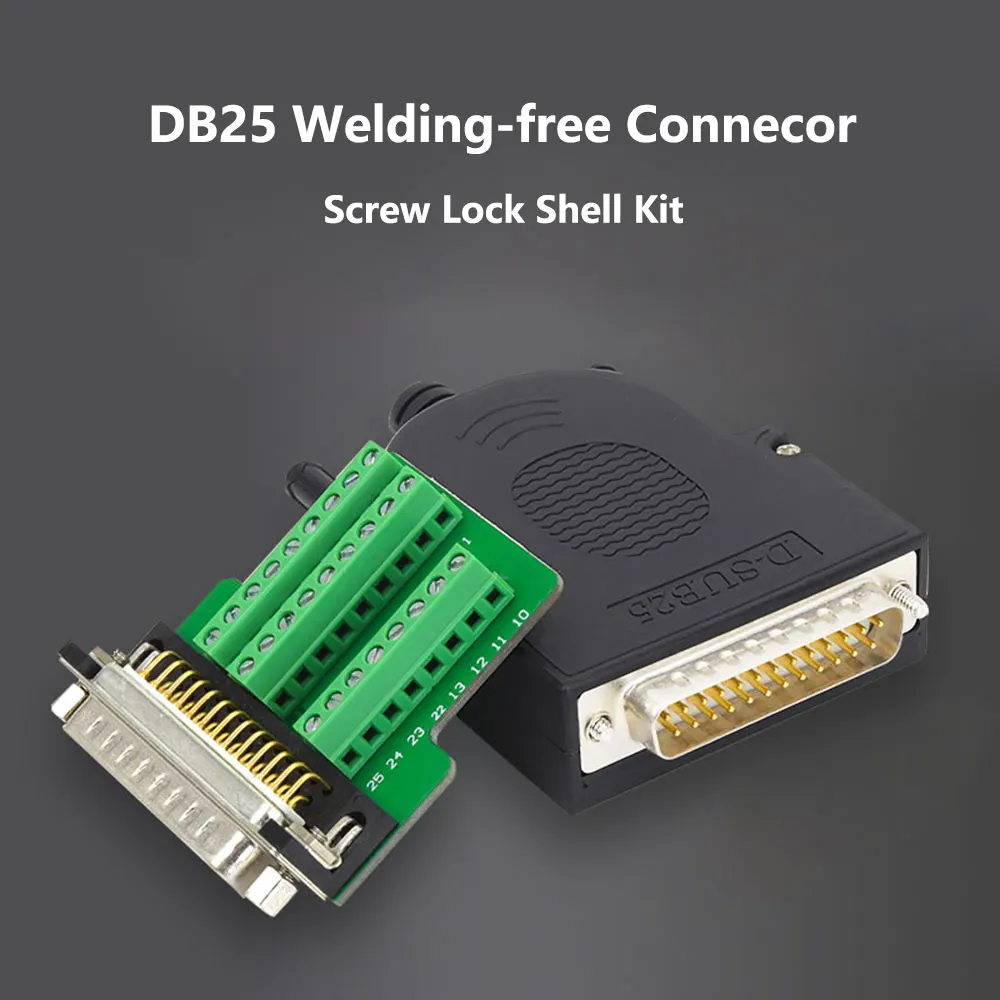 DB25 Welding-free Male Plug Female Socket Screw Lock Shell Kit 2 Rows 25 Pin Serial Port Connector D-SUB Adapter | Электроника
