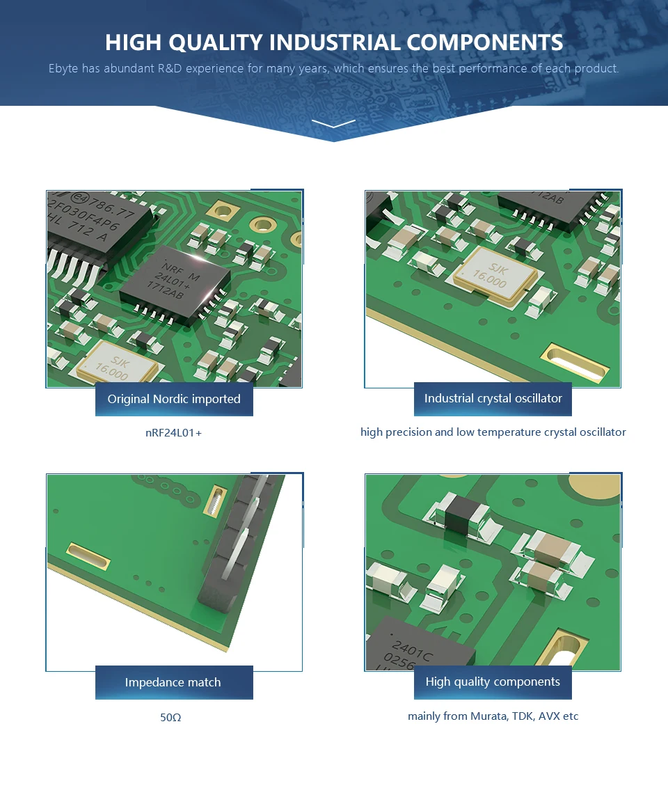 NRF24L01P 2,4 ГГц 20dBm большой диапазон радиочастотный модуль беспроводной приемопередатчик E34-2G4D20D полный дуплекс 2,4 ГГц nRF24L01 SMA iot передатчик