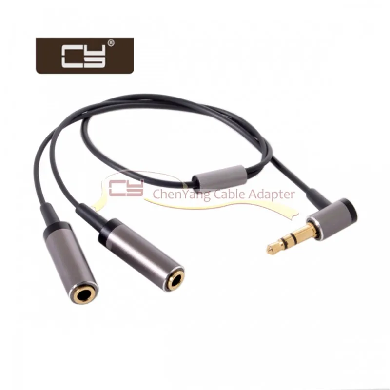 

Length 3.5mm Plug Stereo Headphone Audio Splitter Male to 2 Female 90 Degree Angled for Earphone