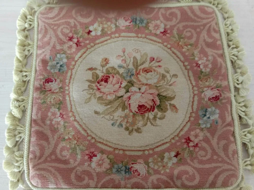15 к 1" х 16" Розовый игольная Подушка, handknotted подушки с цветочным узором без вставок