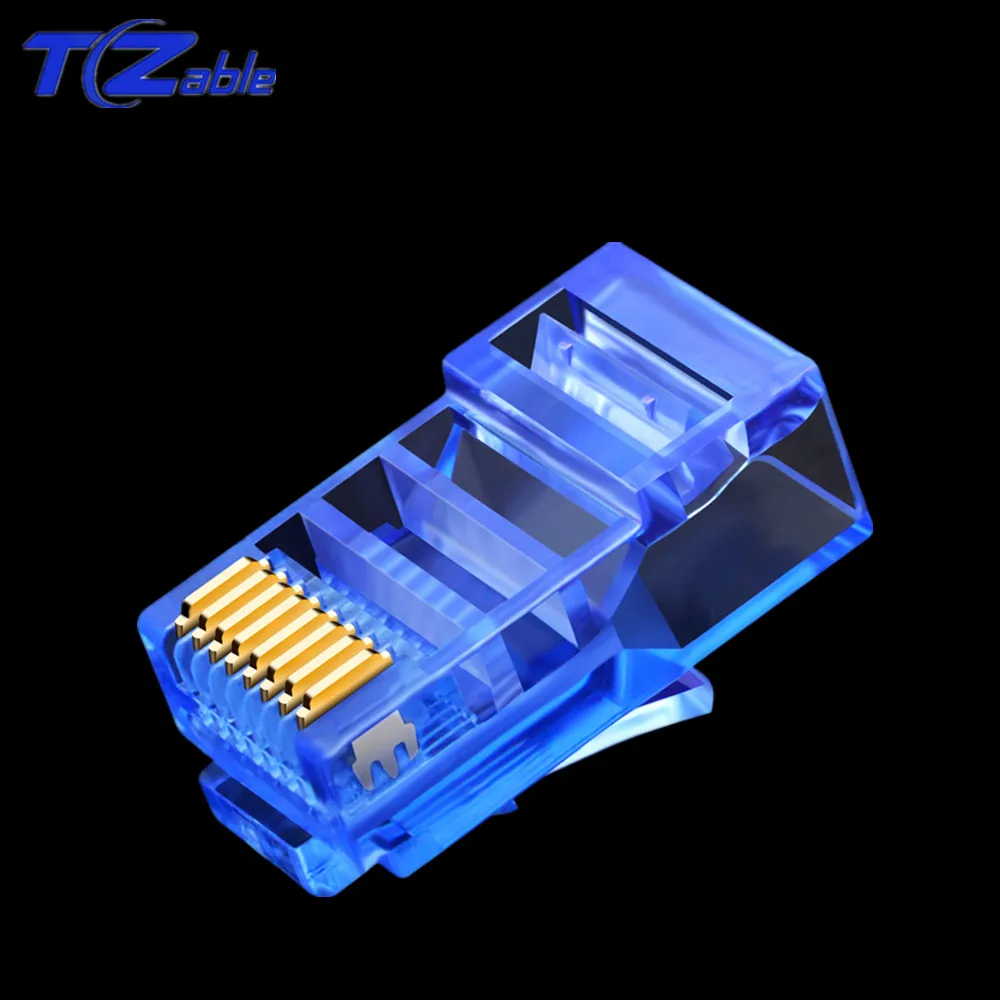 RJ45 8P8C разъем Cat5e цветной сетевой кабель кристальная головка Чистый медный с золотым покрытием разъем компьютера Ethernet сетевой адаптер 100 шт