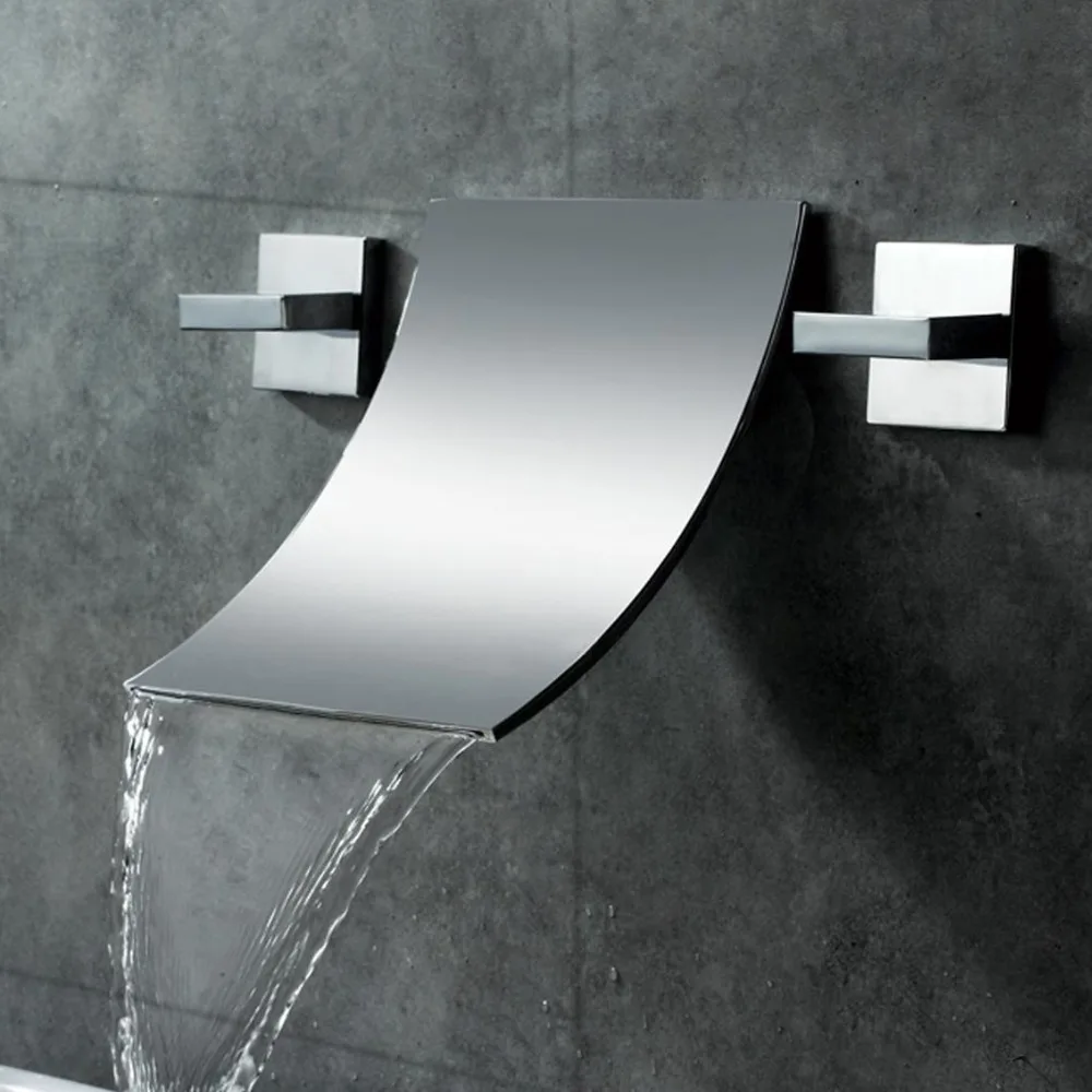 

Free ship Modern Waterfall Wall Mount Bathroom Vessel Sink Faucet in Chrome