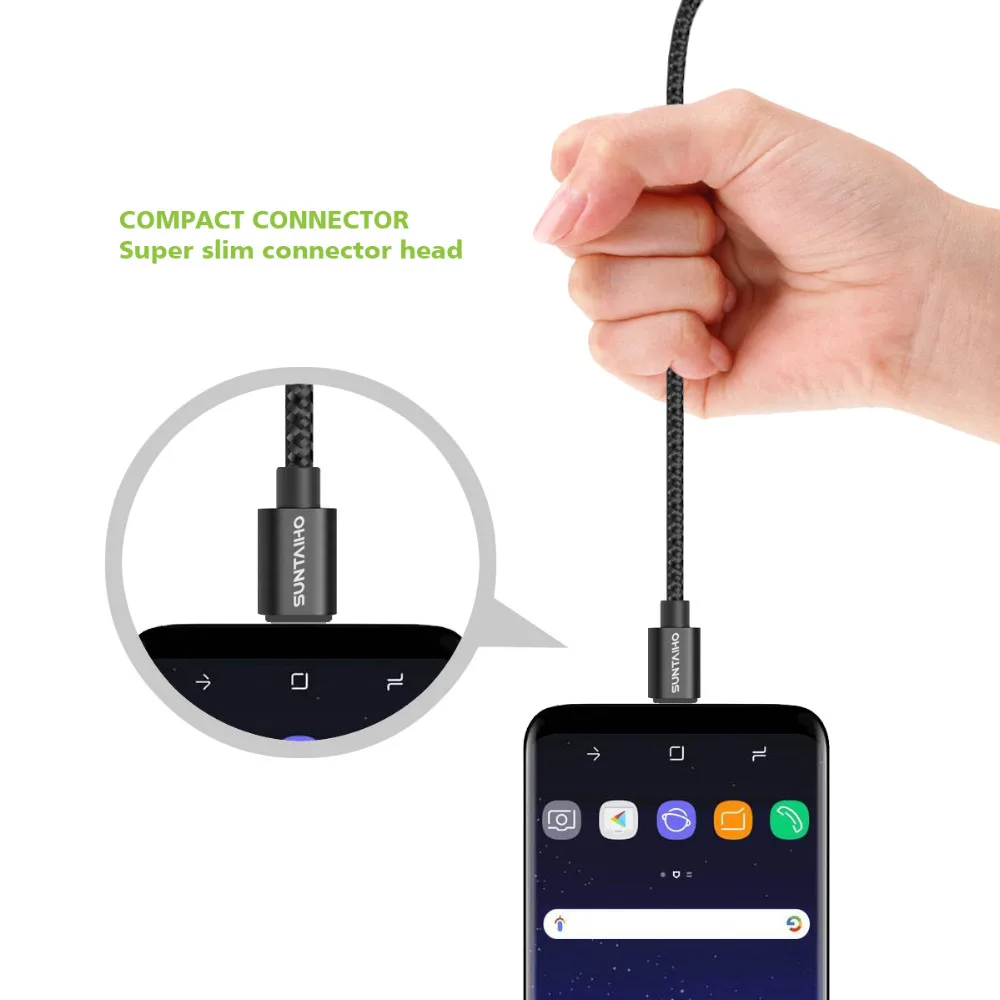 Suntaiho 1 М/2 М/3 М Нейлон Металлические Кабель Micro Usb Быстрой Зарядки 5 В/2.1A/8pin USB кабель