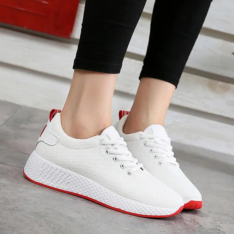 Кроссовки женские сетчатые дышащие Сникерсы плоская подошва на шнуровке удобная