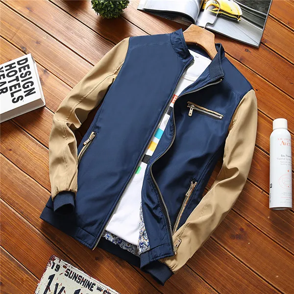 Dark Blue Горные мужские куртки пилот Куртка бомбер мужская мода Бейсбол Хип Хоп Уличная Пальто приталенное пальто брендовая одежда SA691 - Цвет: Dark Blue