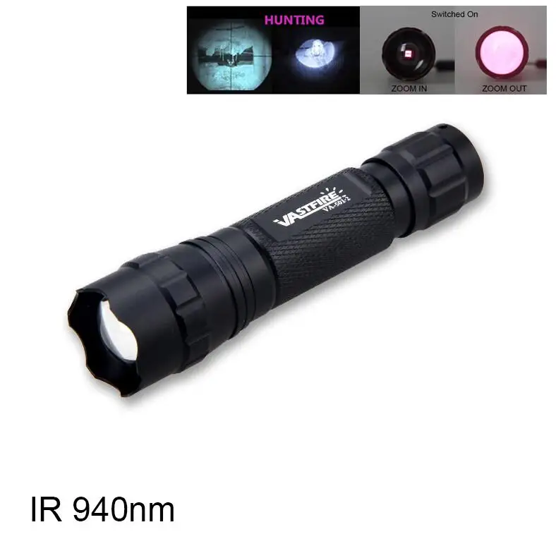 Package A Ультра яркий 7 Вт IR 940nm ночного видения Инфракрасный зум светодиодный светильник для охоты кемпинга Тактический Linternas фонарь светильник - Цвет: Package A