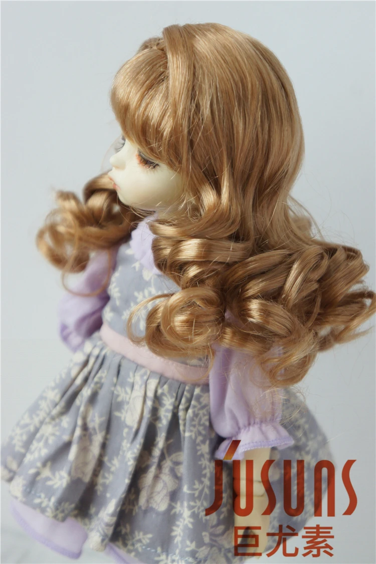 JD038 YOSD 1/6 мягкий синтетический, мохеровый, для куклы парик ластик парик с длинными кудрявыми волосами с челкой для BJD 6-7 дюймов куклы парики