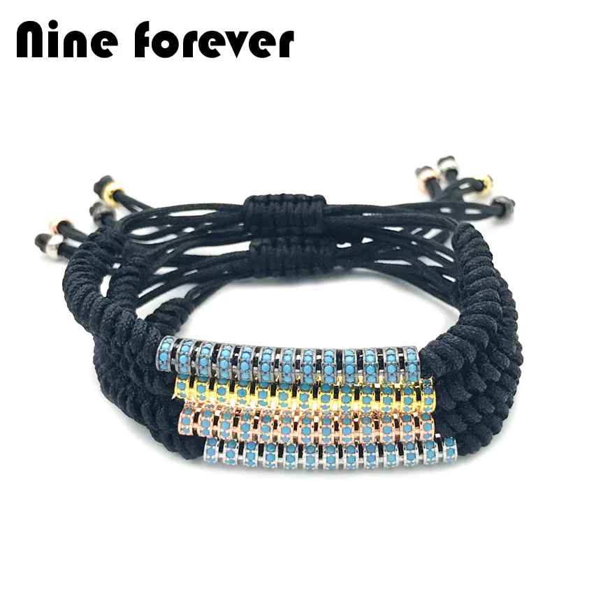 Новый бренд Nine forever высокое качество микро паве с синим фианитом изогнутые