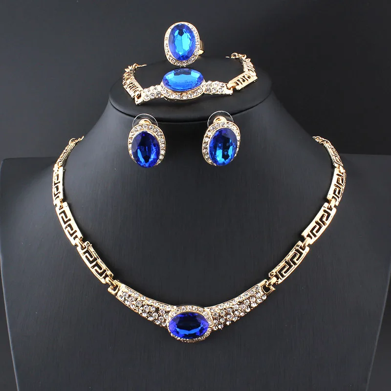 Женский ювелирный комплект из колье и серёг золотистого цвета|jewelry sets for women|bridal