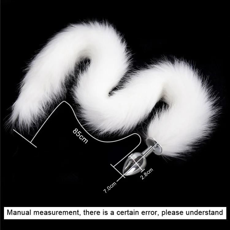 85 см длинный белый искусственный Лисий хвост Фетиш взрослые секс игрушки
