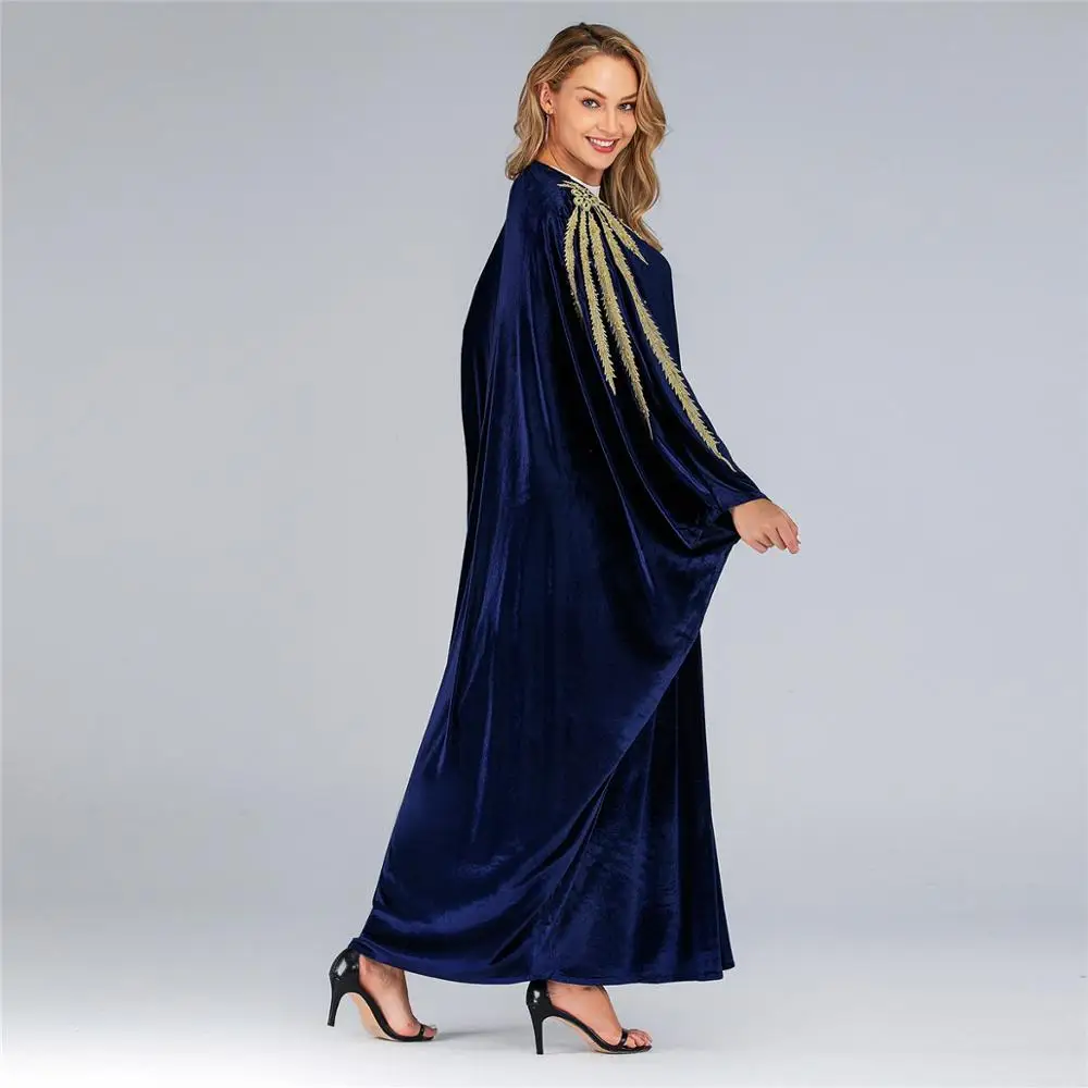 Новое мусульманское платье Abaya с вышивкой и рукавами летучая мышь одежда для