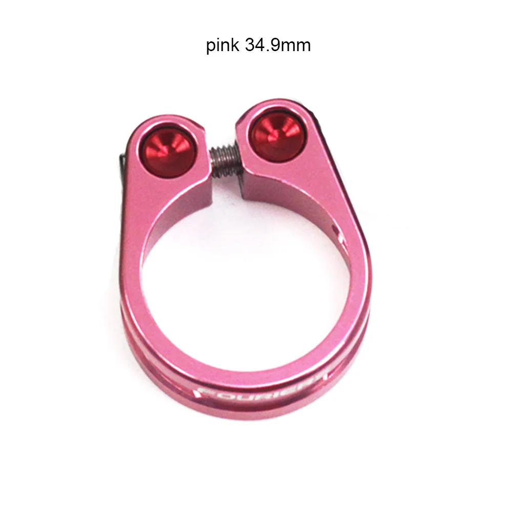pink 34.9mm Fouriers Алюминиевый зажим для подседельного штыря 31,8 мм 34,9 мм MTB дорожный велосипедный воротник фиксированные болты винт запчасти для велосипеда - Цвет: pink 34.9mm
