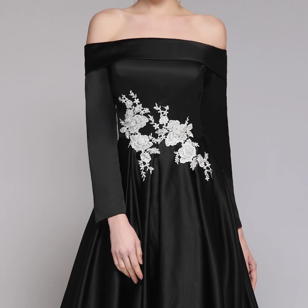 Просвет Простой Черный Туфли на выпускной из сатина платье с вырезом лодочкой