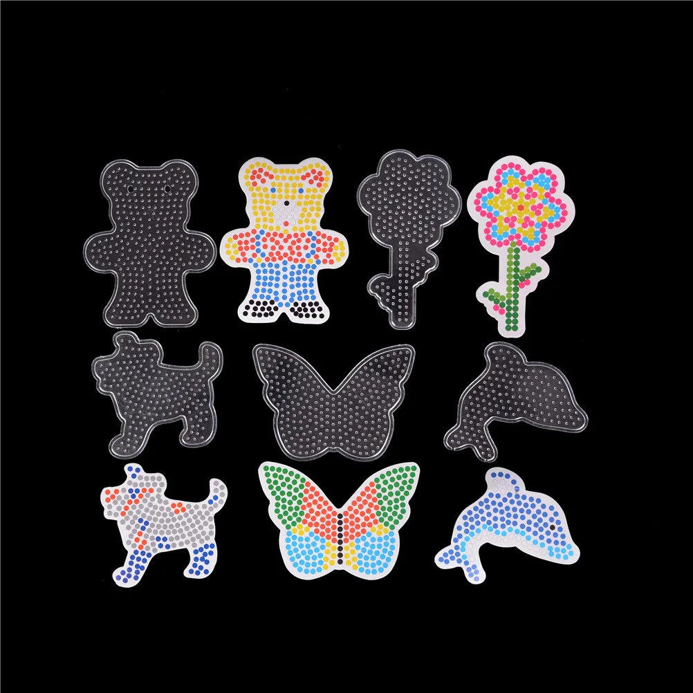 

5pcs Puzzle Pegboards Patterns with colored paper For 5mm Hama Perler Beads DIY Kids Craft Plastic Stencil child fuse bead Toys