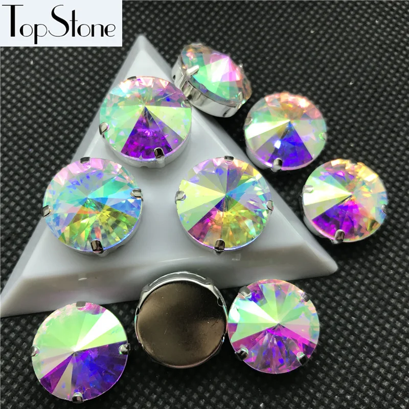 Topstone Crystal AB Цвет Rivoli Кристалл необычный камень с установкой когтей 6 8 10 12 14 16 18 мм