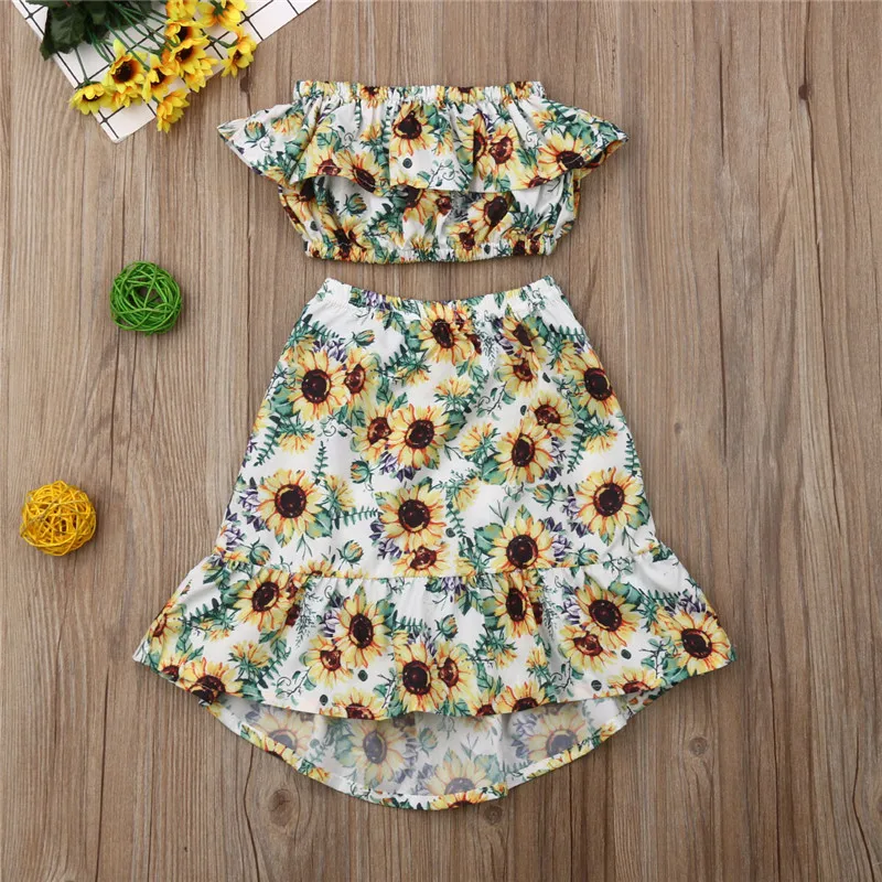 Одежда принцессы для маленьких девочек топы без рукавов с оборками + юбка наряды