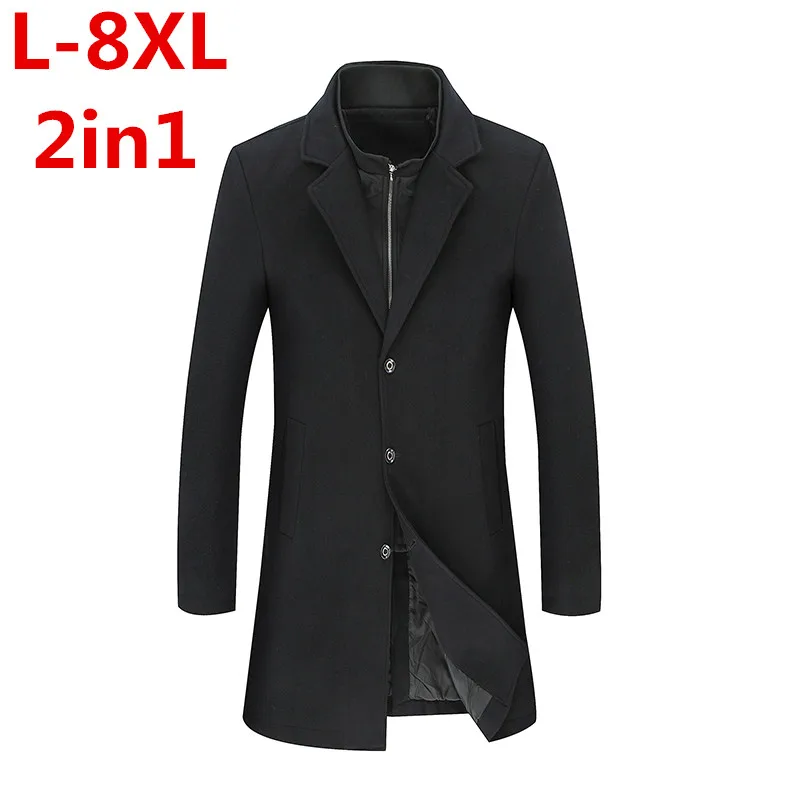 Новое поступление шерстяное пальто с отложным воротником мужские зимние теплые