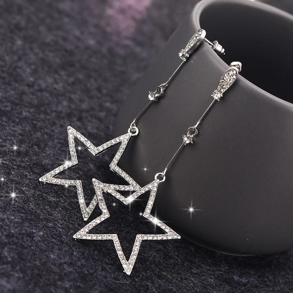 2020 новые модные Brincos Oorbellen Bijoux хрустальные стразы полые пятиконечные звезды