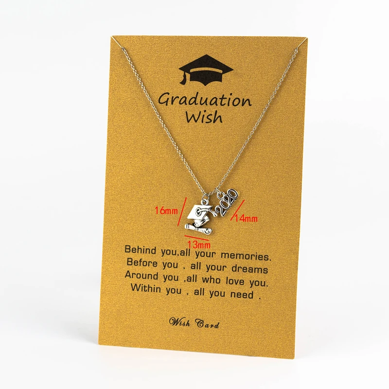 Wish Card 2019/2020 Выпускной благословение Серебристый кулон цепочки и ожерелья для