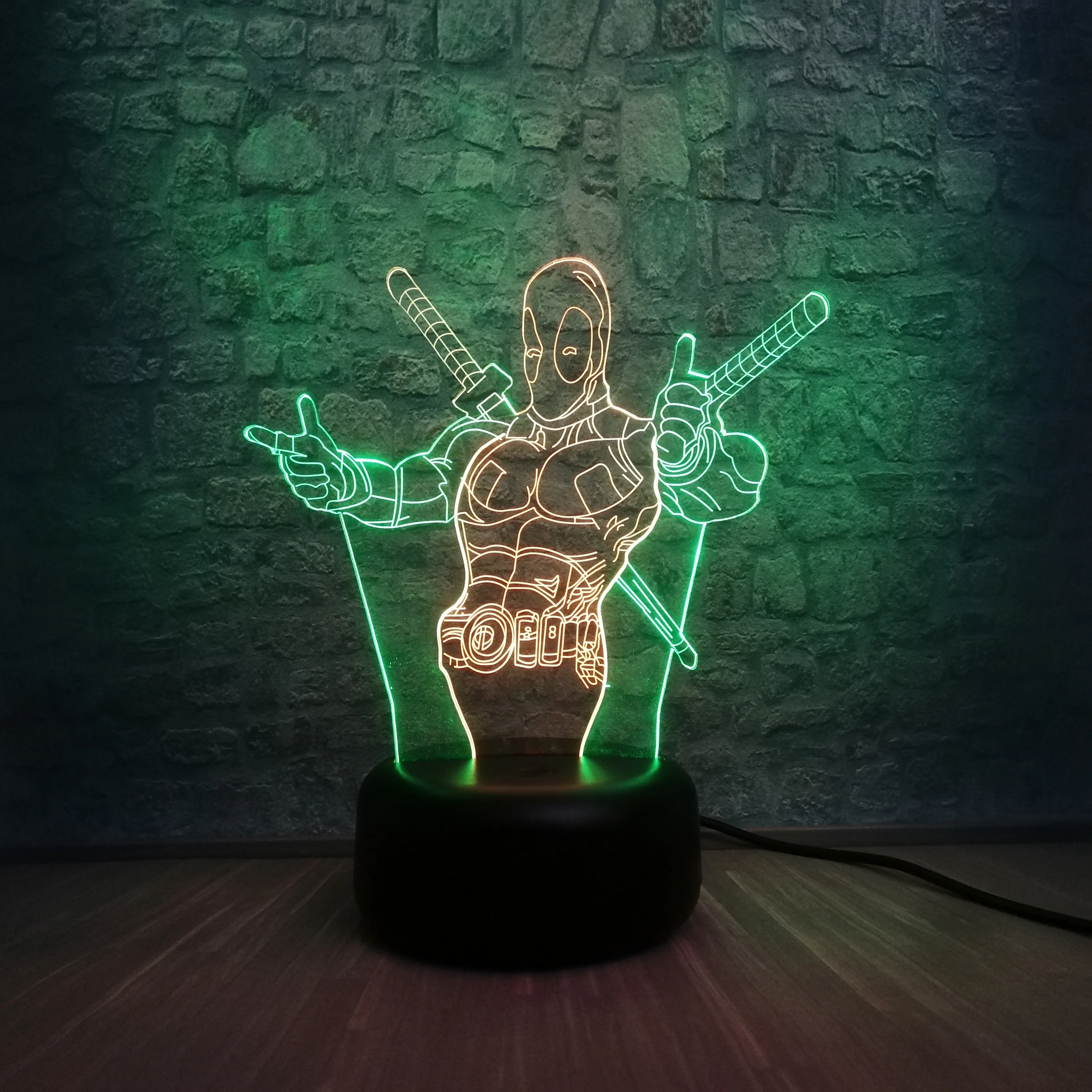 Новинка Marvel Рисунок мультфильм Антигерой Дэдпул смешанные цвета лампа RGB 7 цветов