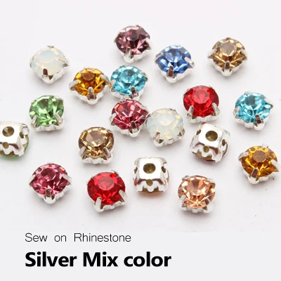 Silver Mix color Разноцветные стразы 4 мм, 5 мм, 6 мм, 7 мм, 8 мм, золото/серебро, кристаллы и камни для рукоделия, аксессуары - Цвет: Silver Mix color