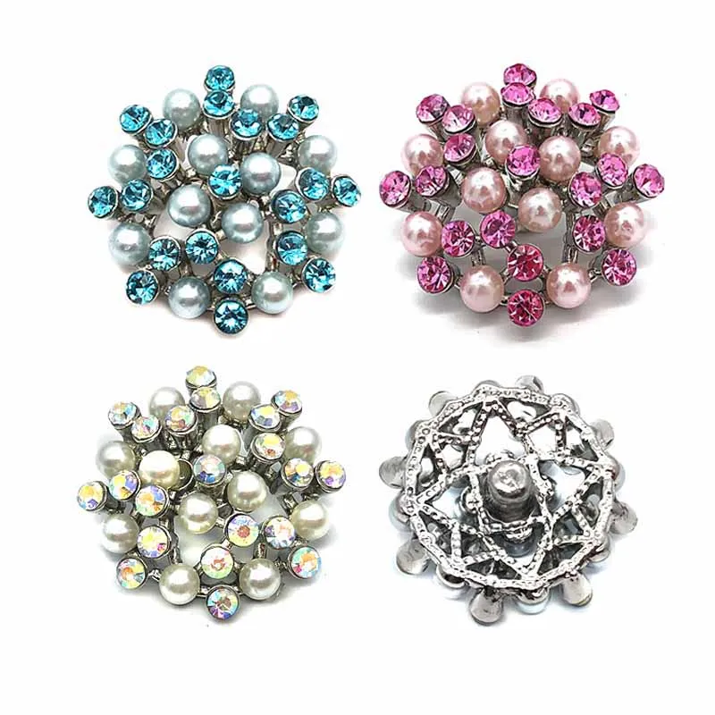 

Bigger Wholesale w367 flower 18mm 30mm rhinestone metal button for snap button Bracelet Necklace Jewelry For Women Findings