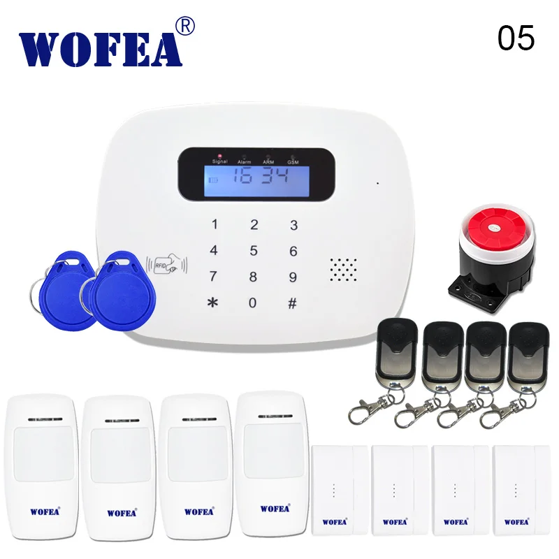 WOFEA ЖК PIR сенсор GSM автоматический набор дома ОФИС охранная GSM сигнализация Поддержка Android и IOS приложение управление - Цвет: Set05
