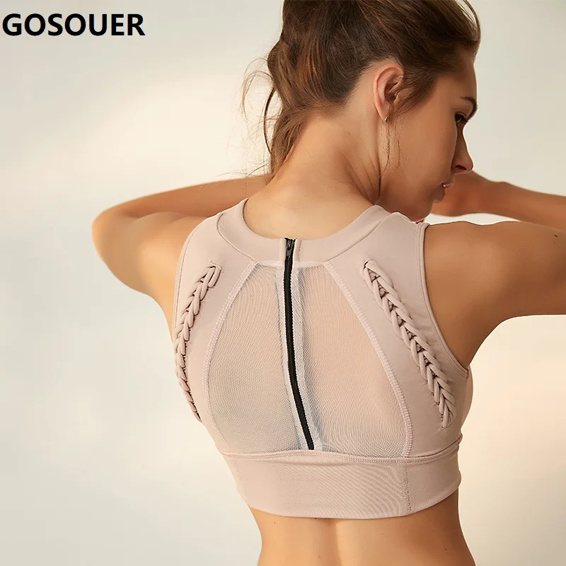 Женское Спортивное Сетчатое Нижнее Белье Крест Йога Бюстгальтер Ударопрочный
