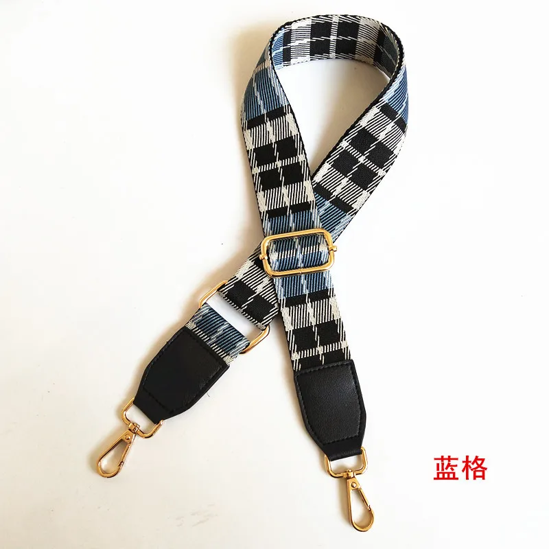 Blue-Black Новая женская сумка из парусины, регулируемый ремень, модный дизайн в полоску, Золотая Пряжка, женские ремешки на плечо, легко застёгивающийся в клетку стиль, сумка на пояс - Цвет: Blue-Black