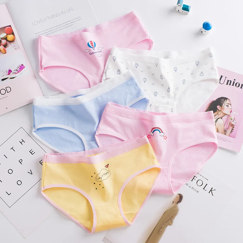Женские хлопковые трусики бесшовные с низкой посадкой мягкие мультяшным