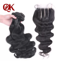queenking hair peruvian body wave with lace closure remy hair weaves natural color 3 bundles human hair bundles and closure