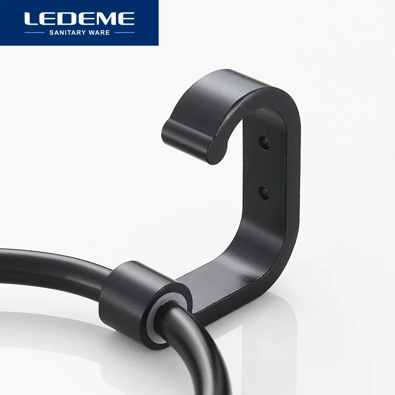 Кольца для полотенец LEDEME держатель черного цвета из лакированного алюминия