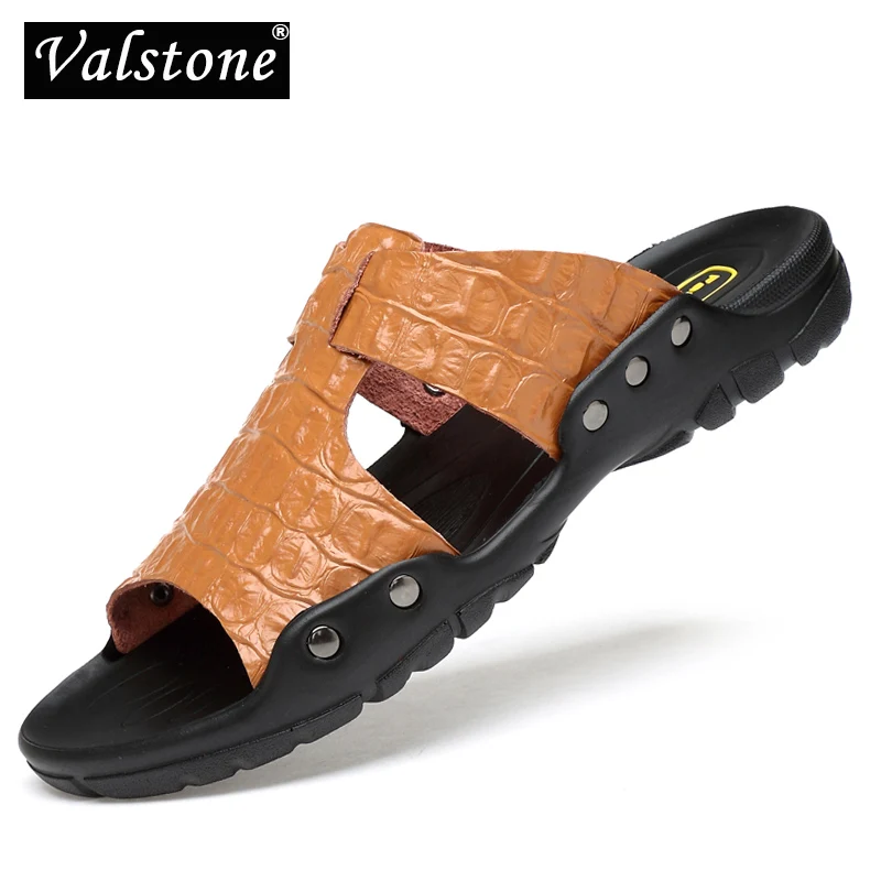 Valstone XL/Большие размеры 38-52 Кожаные мужские шлепанцы Качественные летние Лидер