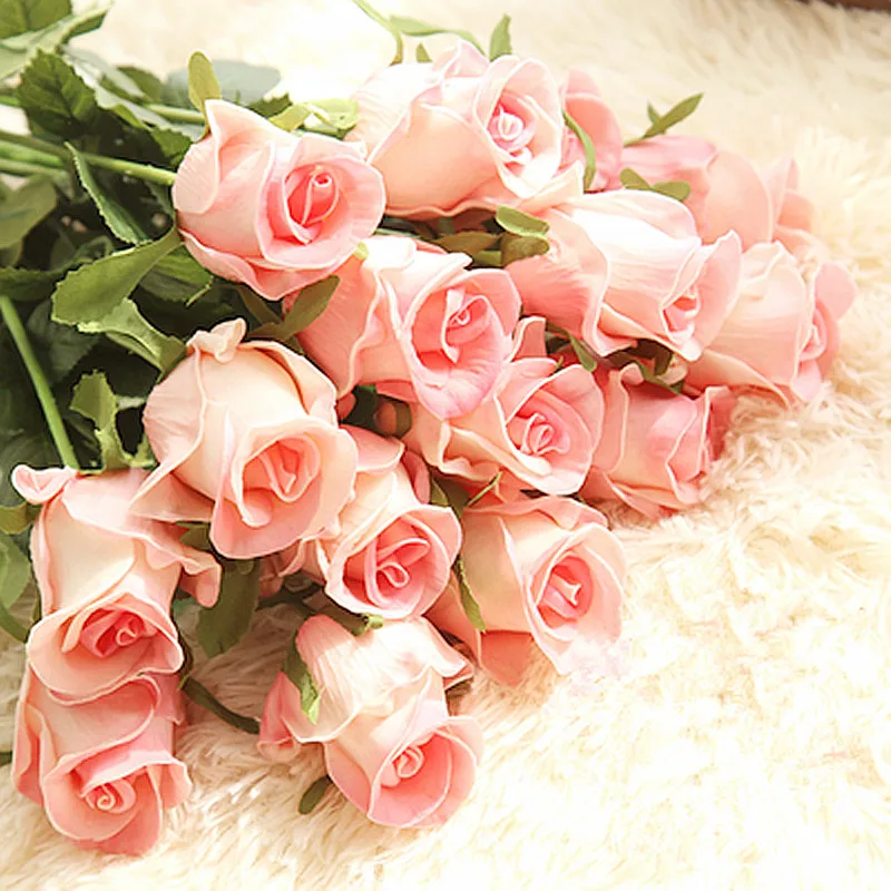 

Floace 15pcs/lot Home Wedding Decoration Flowers Real Touch Quality Artificial Flowers Roses