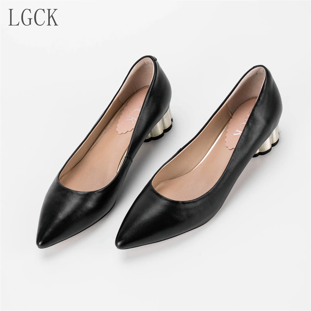 Plus Size 34-43 Genuine Leather Women Shoes Pointed Toe Fashion Strange Style In with Casual Shoes European Designer comfortable