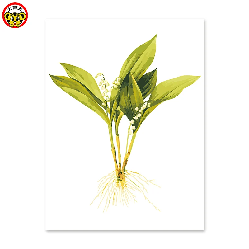 

painting by numbers art paint by number Green plant hand-decorated digital painting flower grass simple practice hand painting l