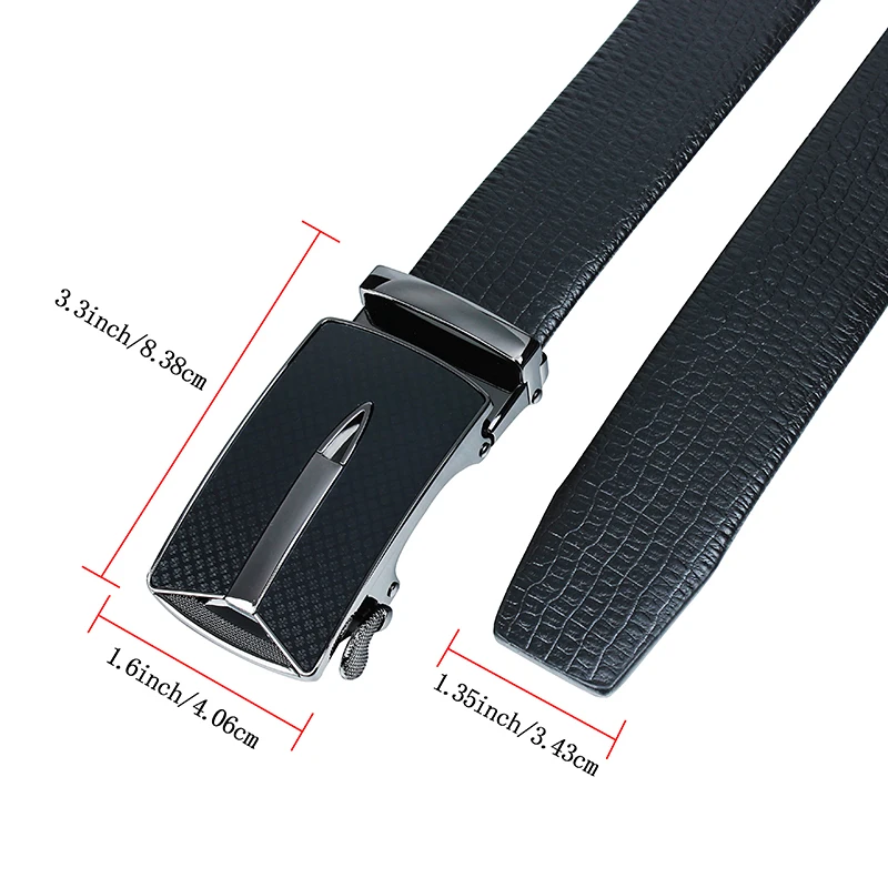 Мужской кожаный ремень HAWSON черный из искусственной кожи с автоматической