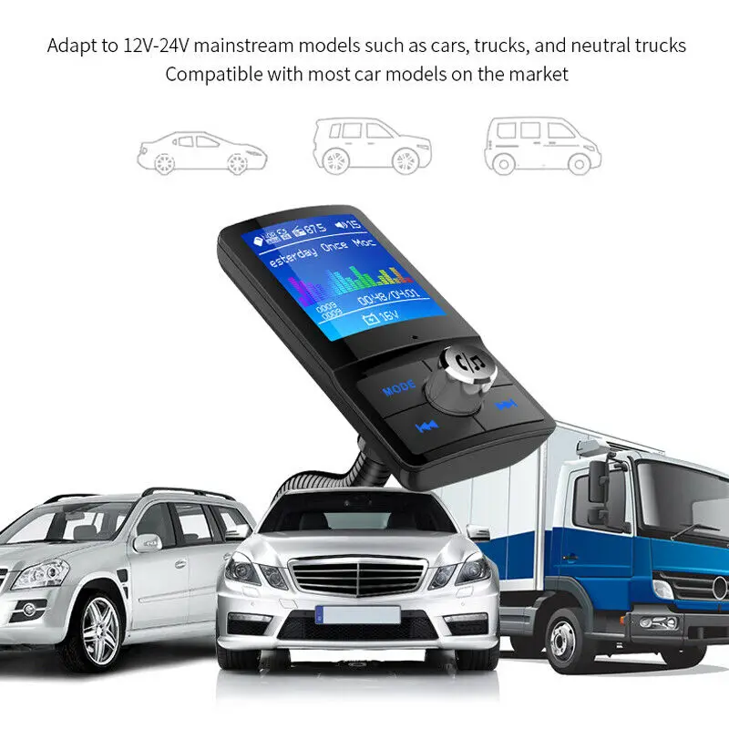 BC43 громкой связи Car Kit Многоязычная MP3 плеер QC3.0 Зарядное устройство Беспроводной