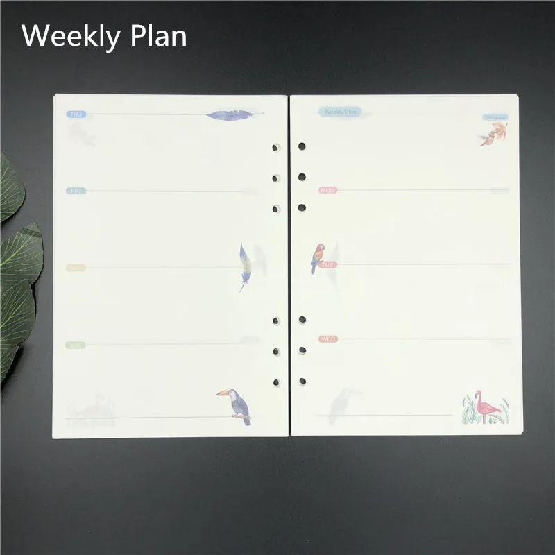 Weekly Fromthenon A5A6A7 6 отверстий переплетная записная книжка Заправка для спирального планировщика наполнитель бумаги внутри страницы дневник Еженедельный ежемесячный точечная сетка - Цвет: Weekly