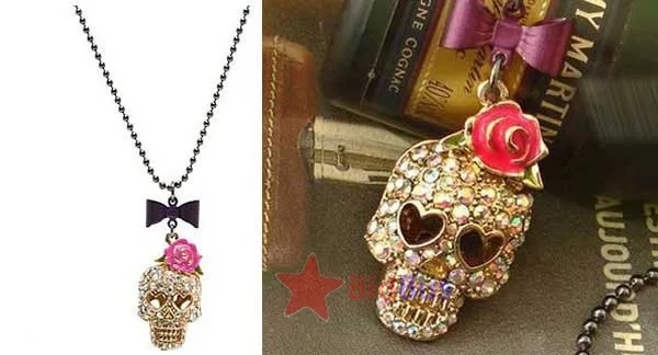 Bidbus Fast Rock Shiny Punk Bow Cute Sexy Skull Top Jewelry Pendant Necklace | Украшения и аксессуары