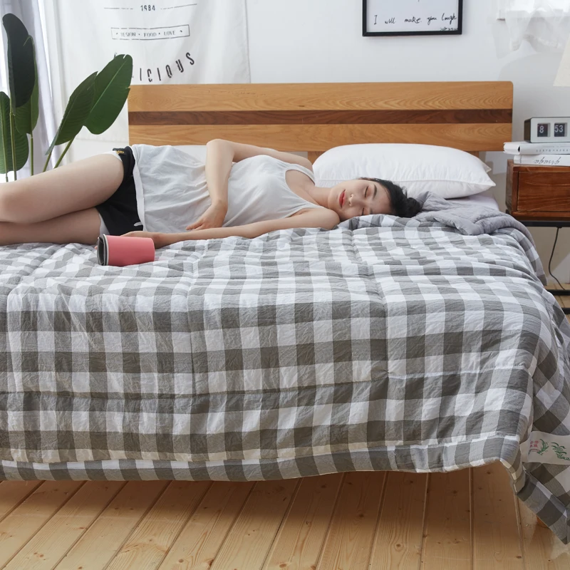 

New Comfortable Stripe Cotton Summer Air Conditioner Cool Thin Quilt Home Textile Bedding Comforters Duvets49