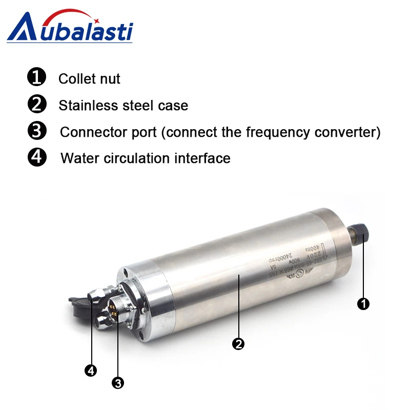 Aubalasti GDZ-65-800A шпинделя с водяным охлаждением 800 Вт мотор шпинделя 65X195 мм диаметр 65 мм высокоскоростной шпиндель для станков с ЧПУ