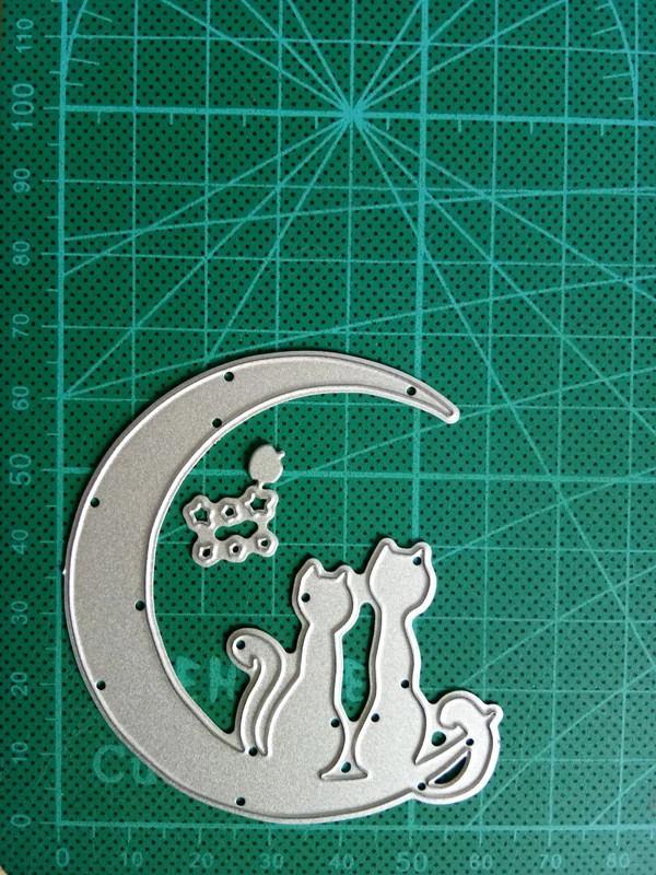2 cat Sit Moon Star Border 67*63 мм металлические режущие штампы альбом скрапбукинга для DIY