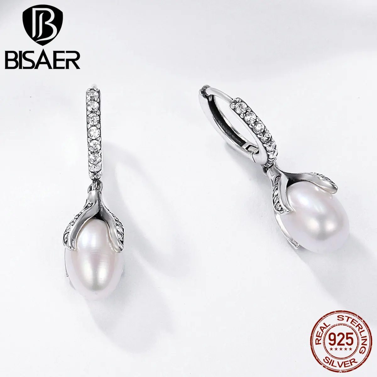 Женские серьги кольца из серебра 100% пробы с искусственным жемчугом|hoop earrings|women hoop