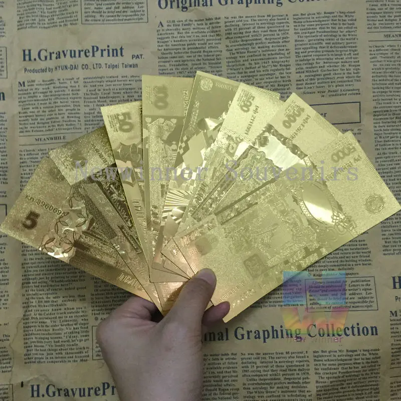 8 шт./лот набор золотых банкнот для России 5 10 50100500 1000 5000 бумажных денег русские