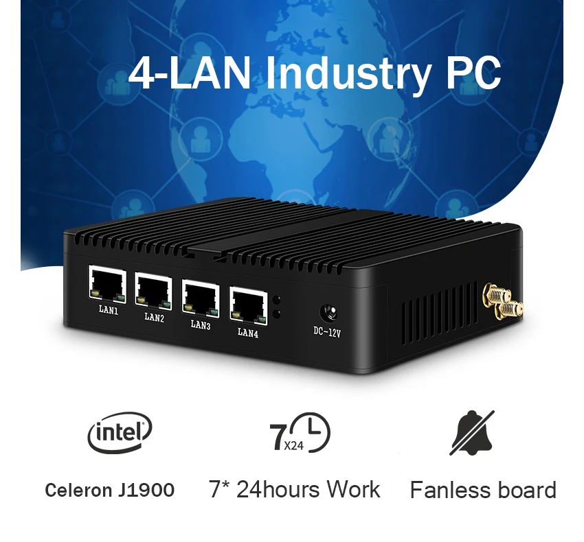 XCY мини ПК Intel Celeron J1900 J1800 Windows 10 Linux промышленный брандмауэр Barebone система мягкий маршрутизатор 4 LAN NIC SIM Pfsense Nuc