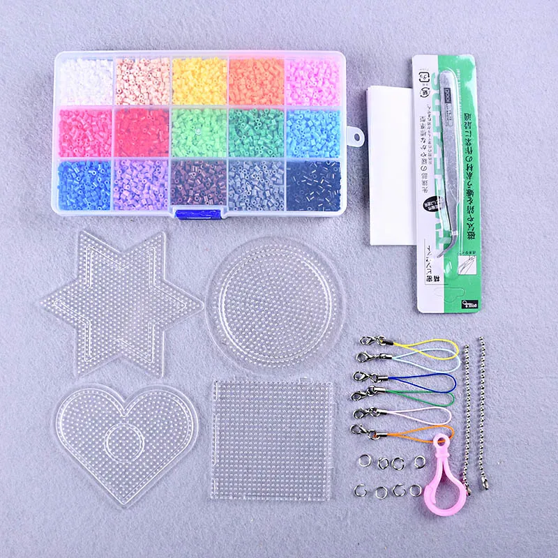 2,6 мм мини предохранитель/Perler/Хама бисер artkal 84 цвета Коробка Набор DIY обучающие игрушки(Pegboard+ Железная бумага+ пинцет - Цвет: 15 Grids